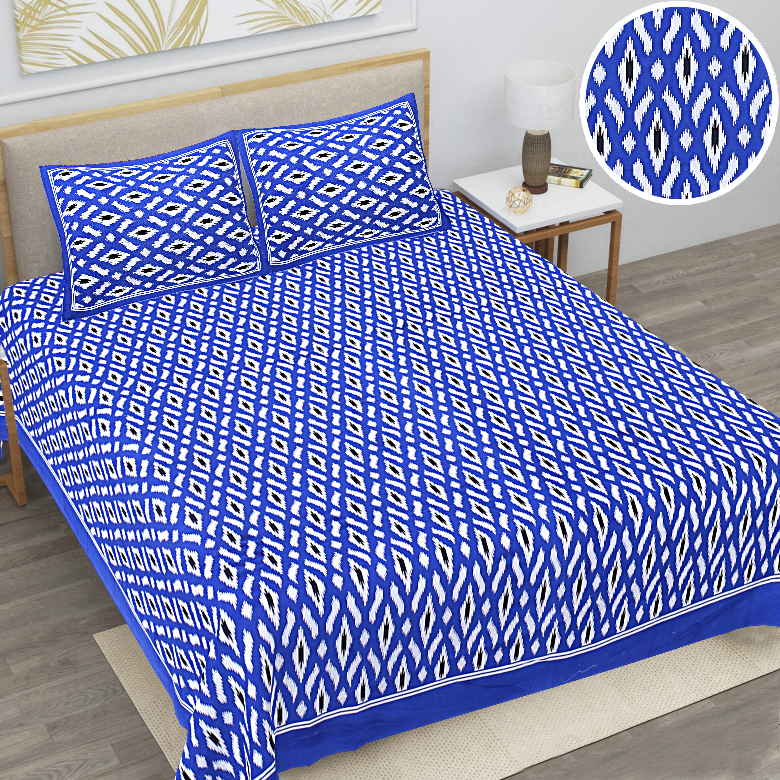 Tarangini 100% Cotton Queen Bedsheet Set – 90x100 in with 2 Pillow Covers