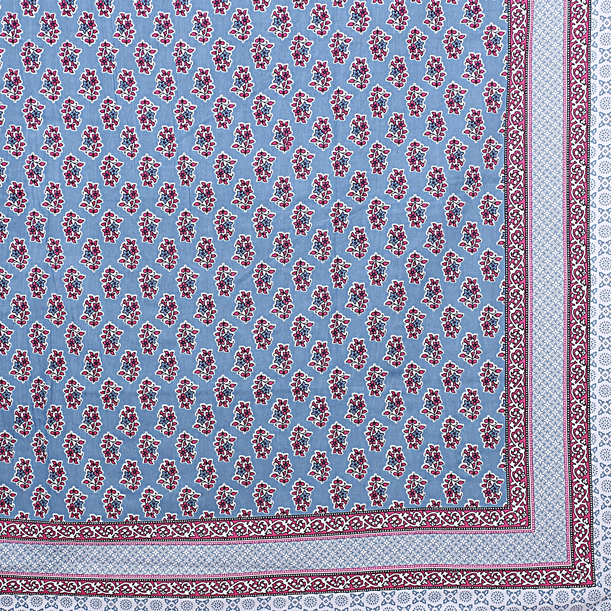 Chandani Buta 100% Cotton Queen Bedsheet Set – 90x100 in with 2 Pillow Covers