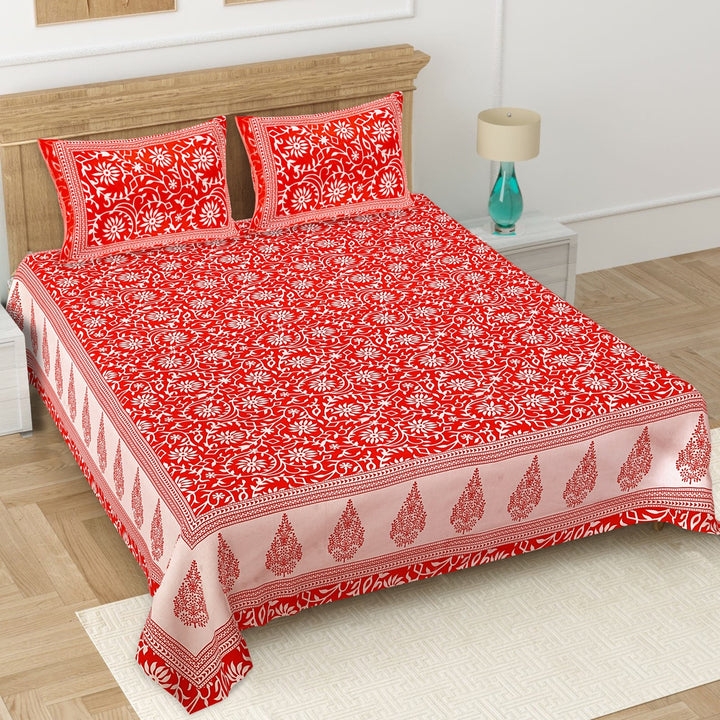 Gulbahar 100% Cotton Queen Bedsheet Set – 90x100 in with 2 Pillow Covers