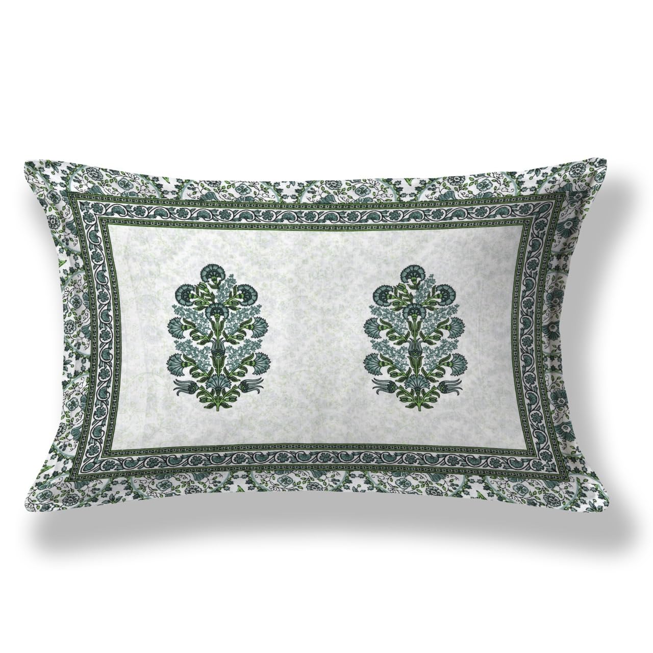 Fulwari Green Fulwari Printed Base Hand Block Printed Cotton Single Bedsheet | 60x90 inches