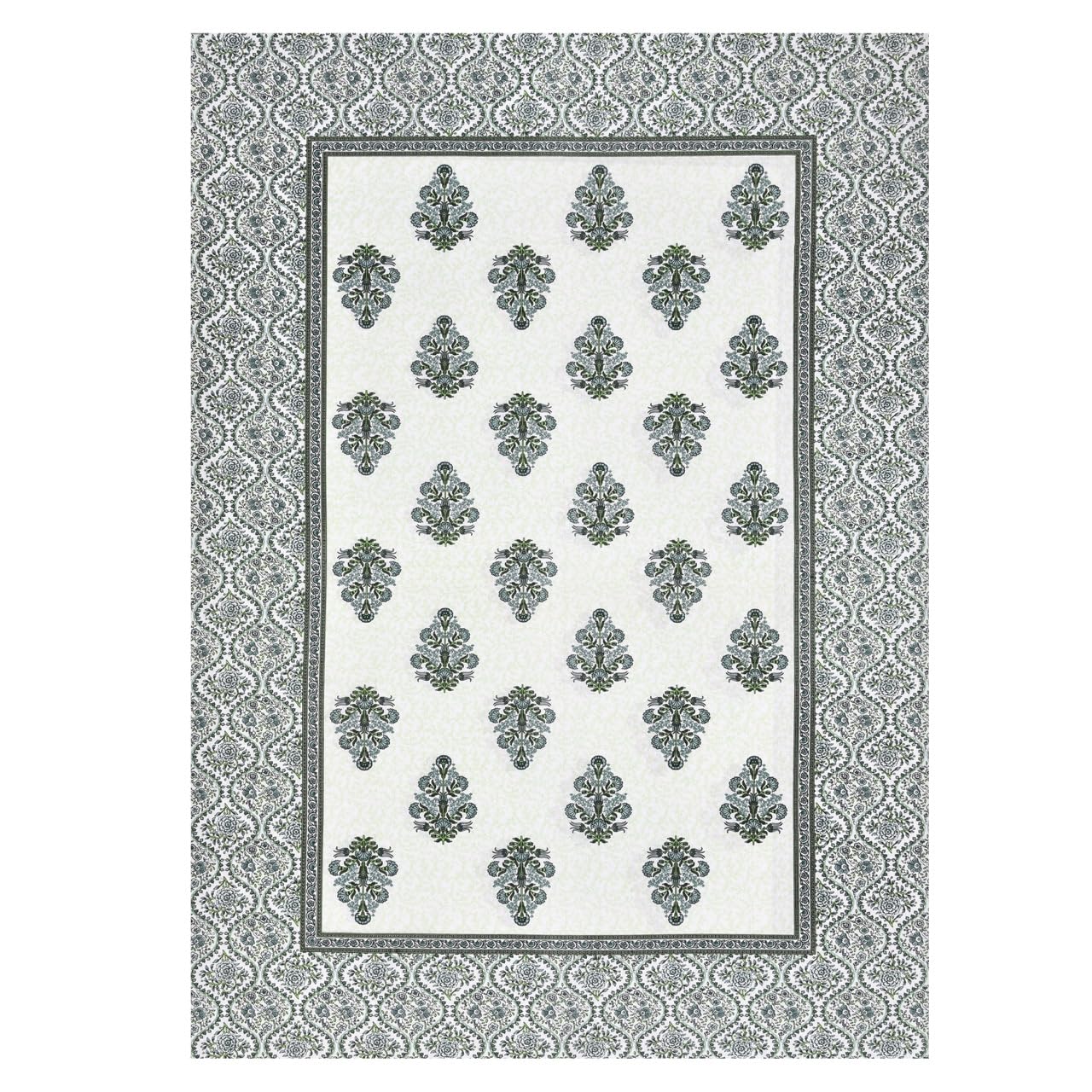 Fulwari Green Fulwari Printed Base Hand Block Printed Cotton Single Bedsheet | 60x90 inches
