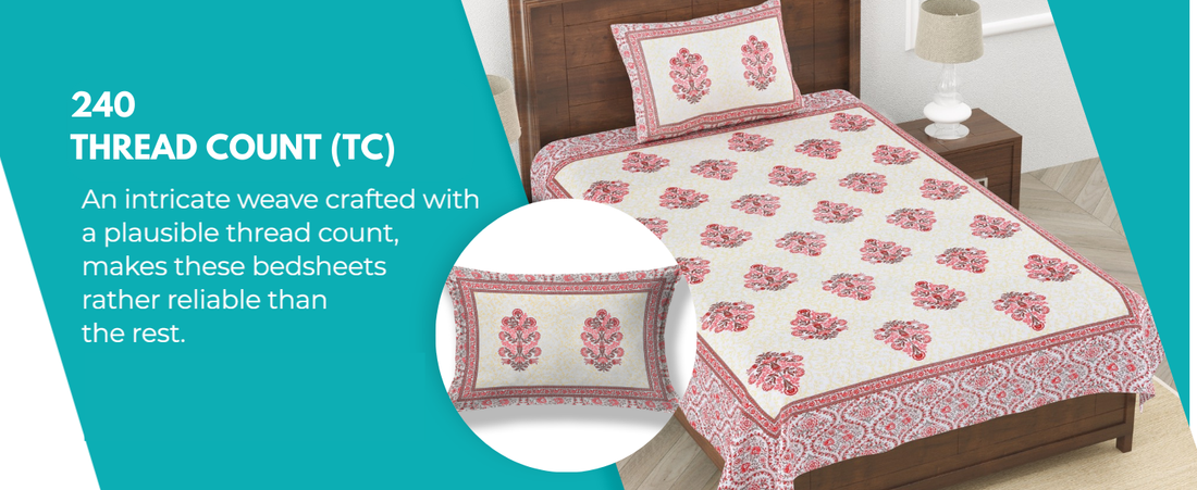 Fulwari Red Fulwari Printed Base Hand Block Printed Cotton Single Bedsheet | 60x90 inches