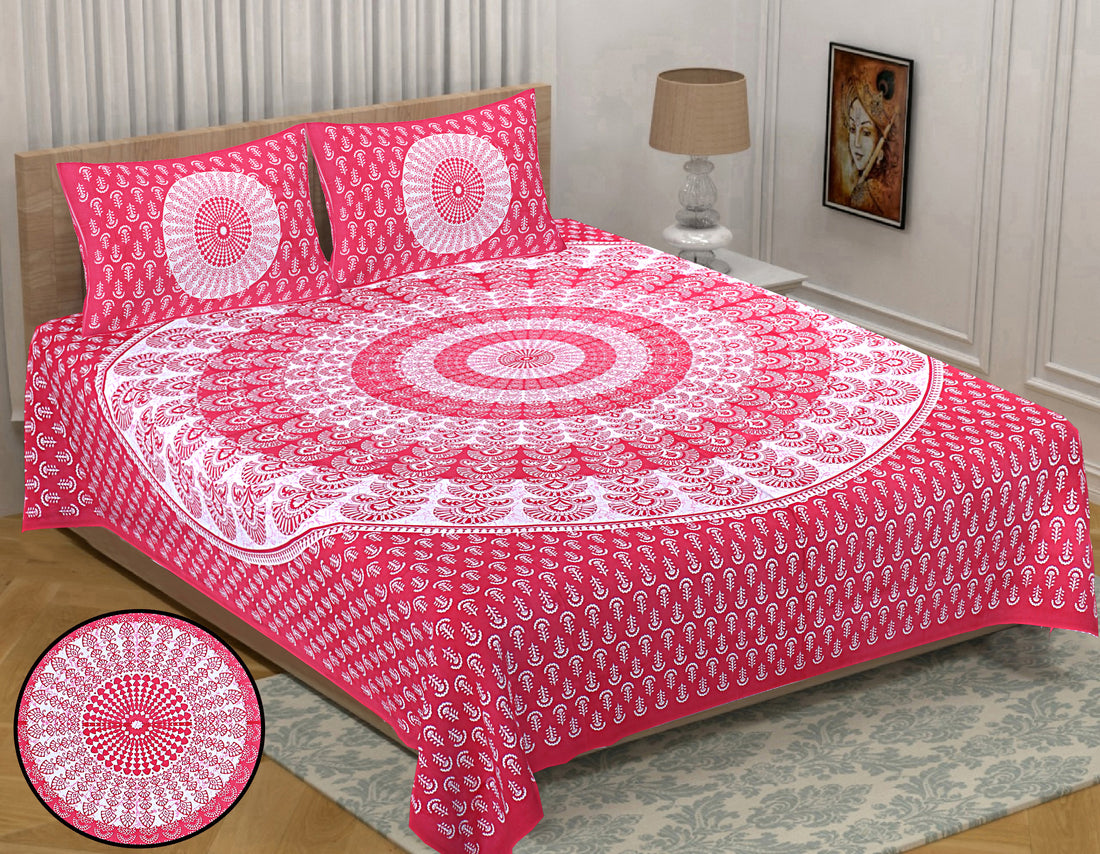 Rangchakra 100% Cotton Queen Bedsheet Set – 90x100 in with 2 Pillow Covers