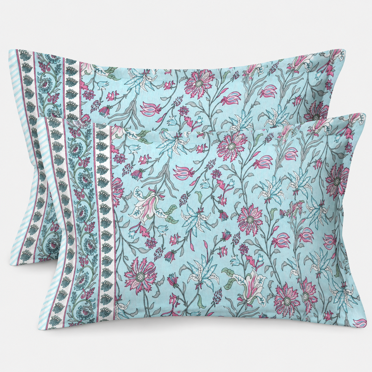 Aqua Glow Cotton Pillow Cover Set of 2 (17x28 in)