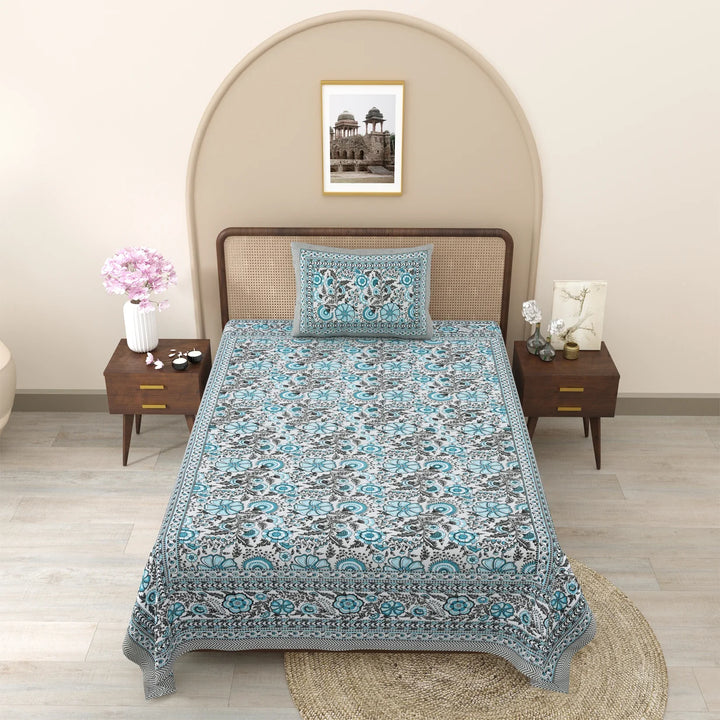 Bechelor Fulwari Hand Block Printed Cotton Single Bedsheet 60x90 inches