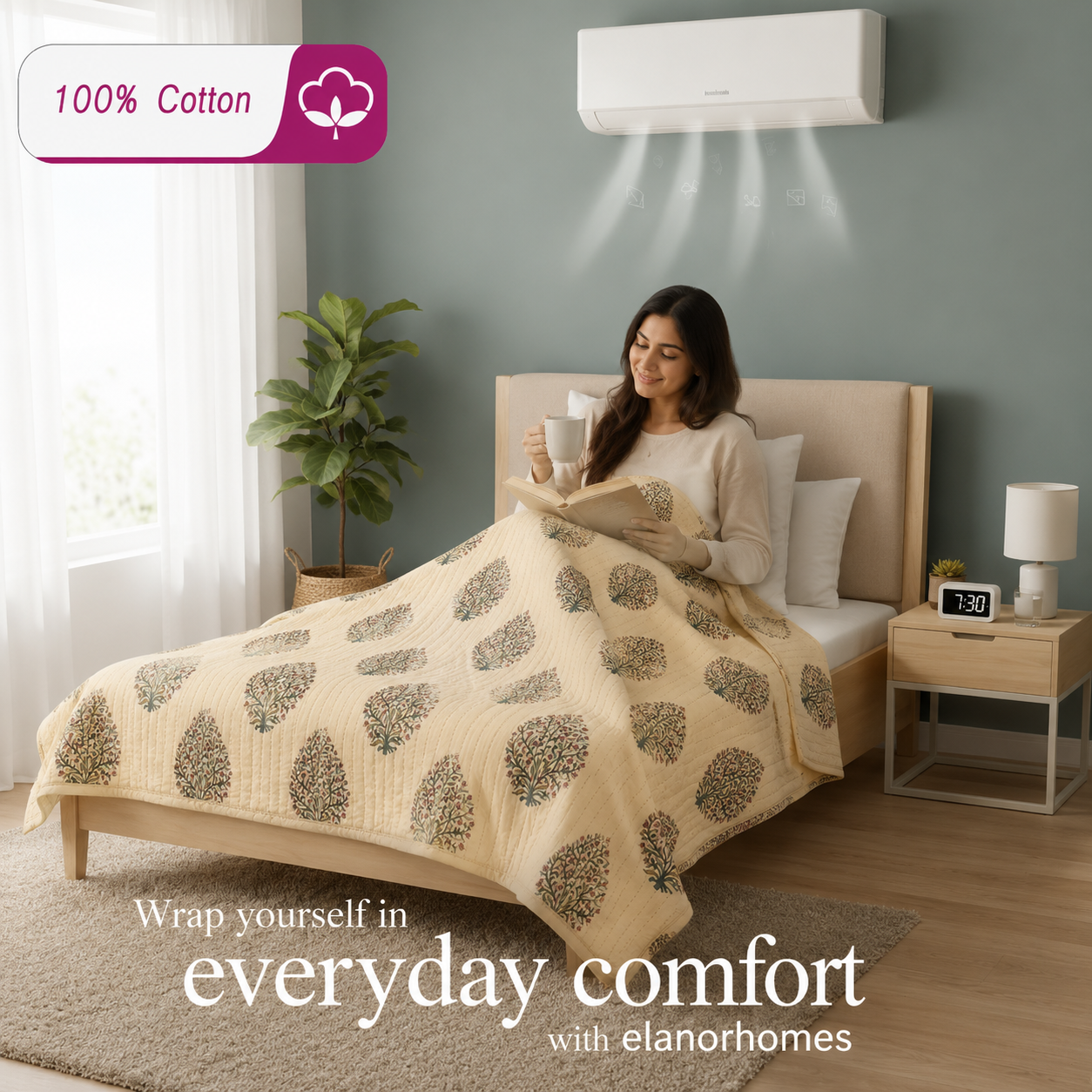 Hand Block Printed Bagh-e-Noor Cotton Dohar | 60x90 Lightweight Quilt