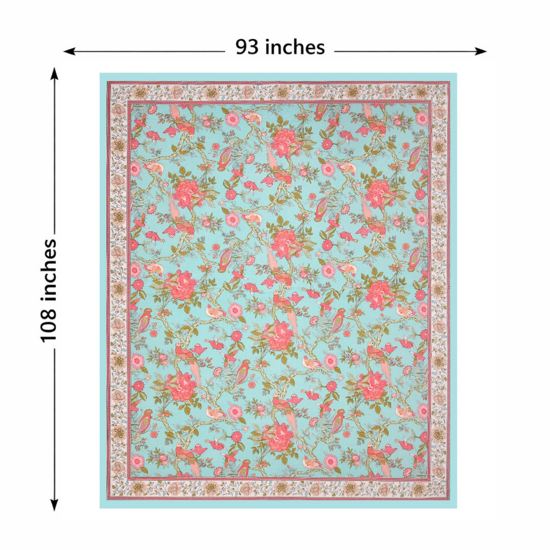 Basera Saga Hand Block Printed Cotton King Bedsheet Set | 90x108 | 240 TC