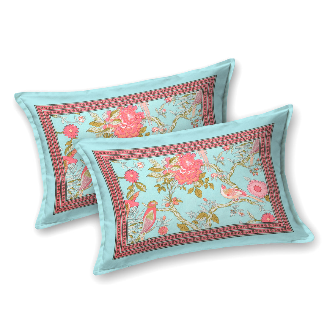 Basera Saga Hand Block Printed Cotton King Bedsheet Set | 90x108 | 240 TC