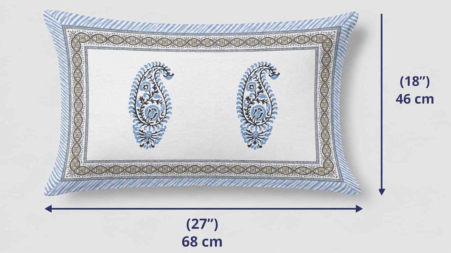 Blue Paisley Glow Cotton Pillow Cover Set of 2 (17x28 in)