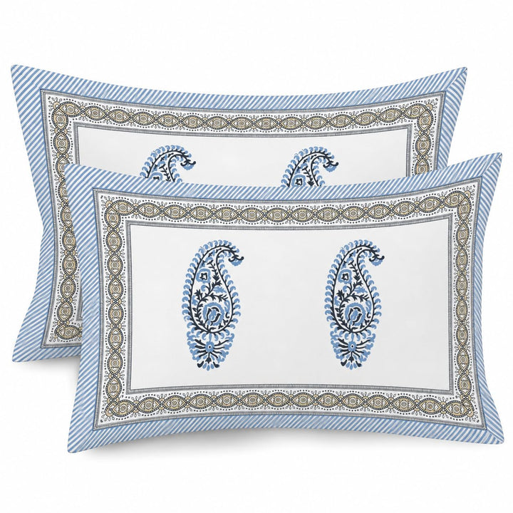 Blue Paisley Glow Cotton Pillow Cover Set of 2 (17x28 in)