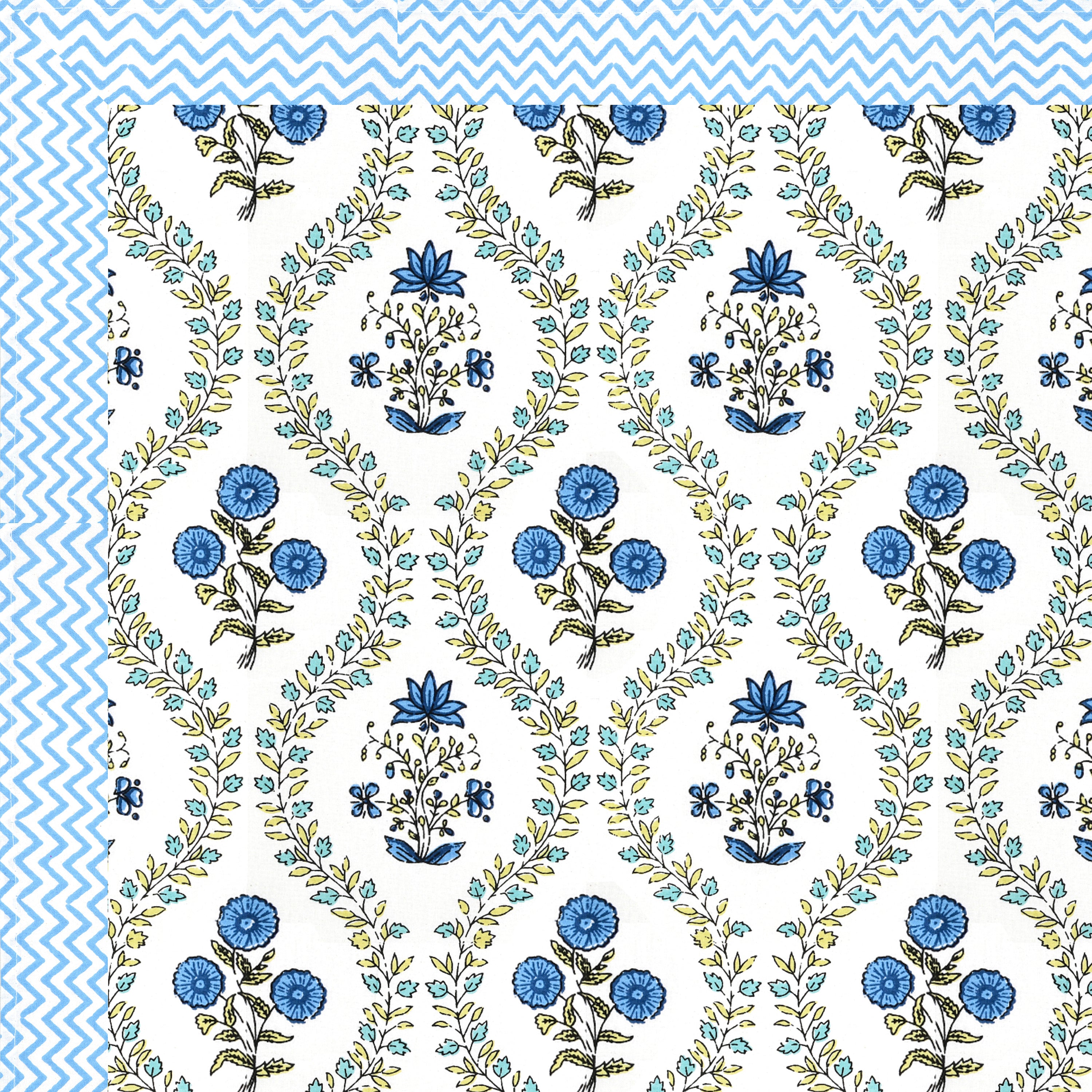 Blue Jaal Hand Block Printed Cotton King Bedsheet Set | 90x108 | 240 TC