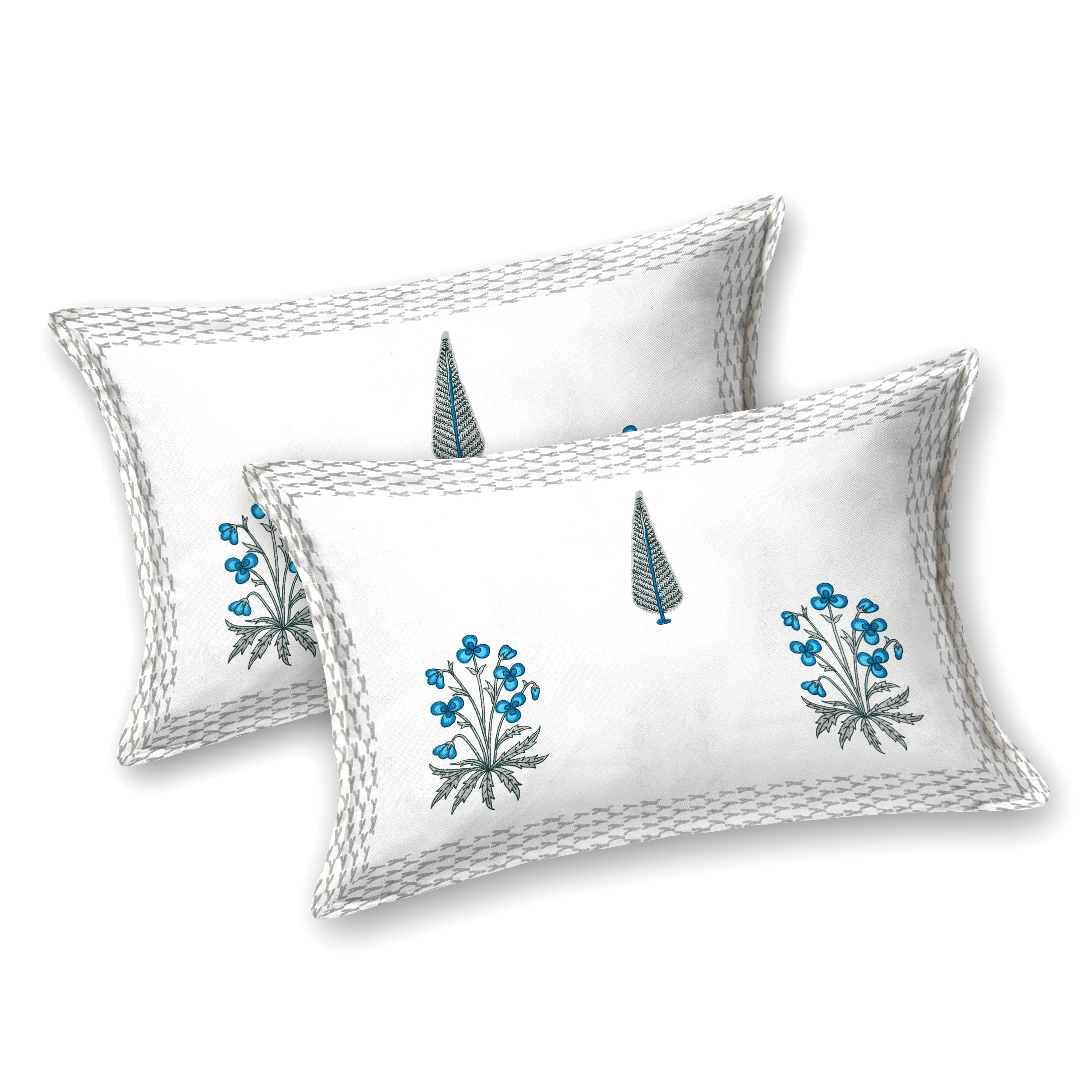 blue jharokha jaal Hand Block Printed Cotton King Bedsheet Set | 90x108 | 240 TC