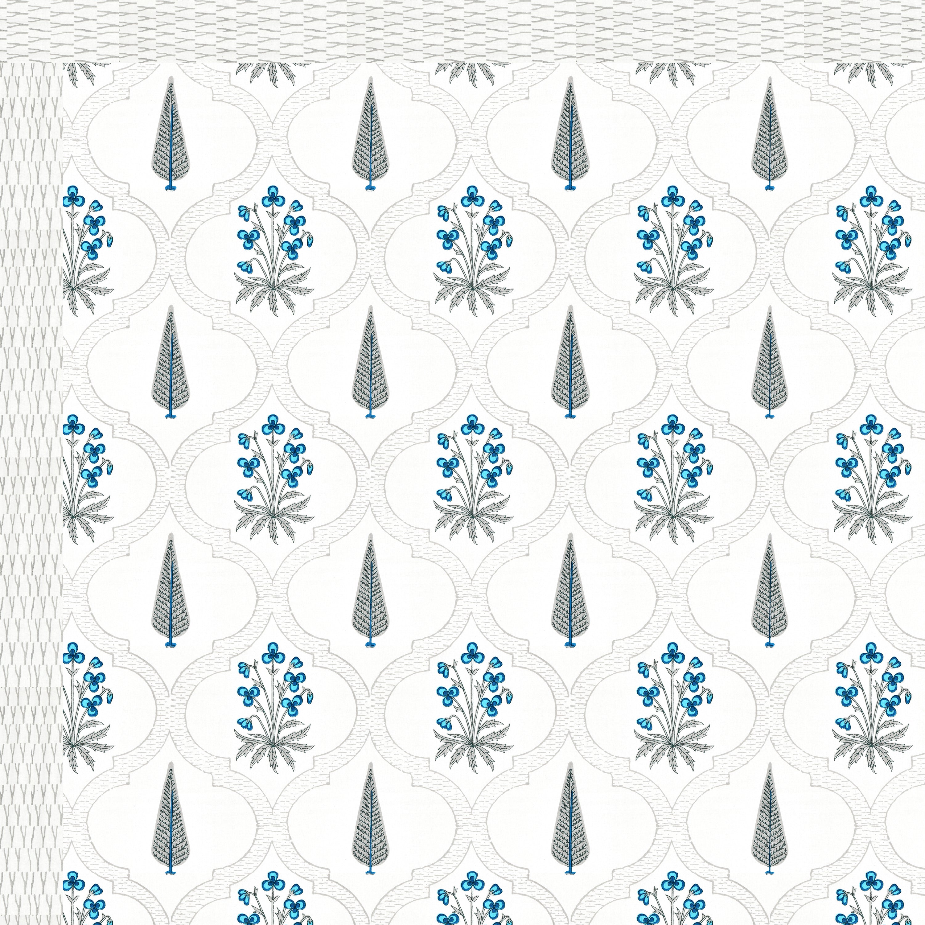blue jharokha jaal Hand Block Printed Cotton King Bedsheet Set | 90x108 | 240 TC