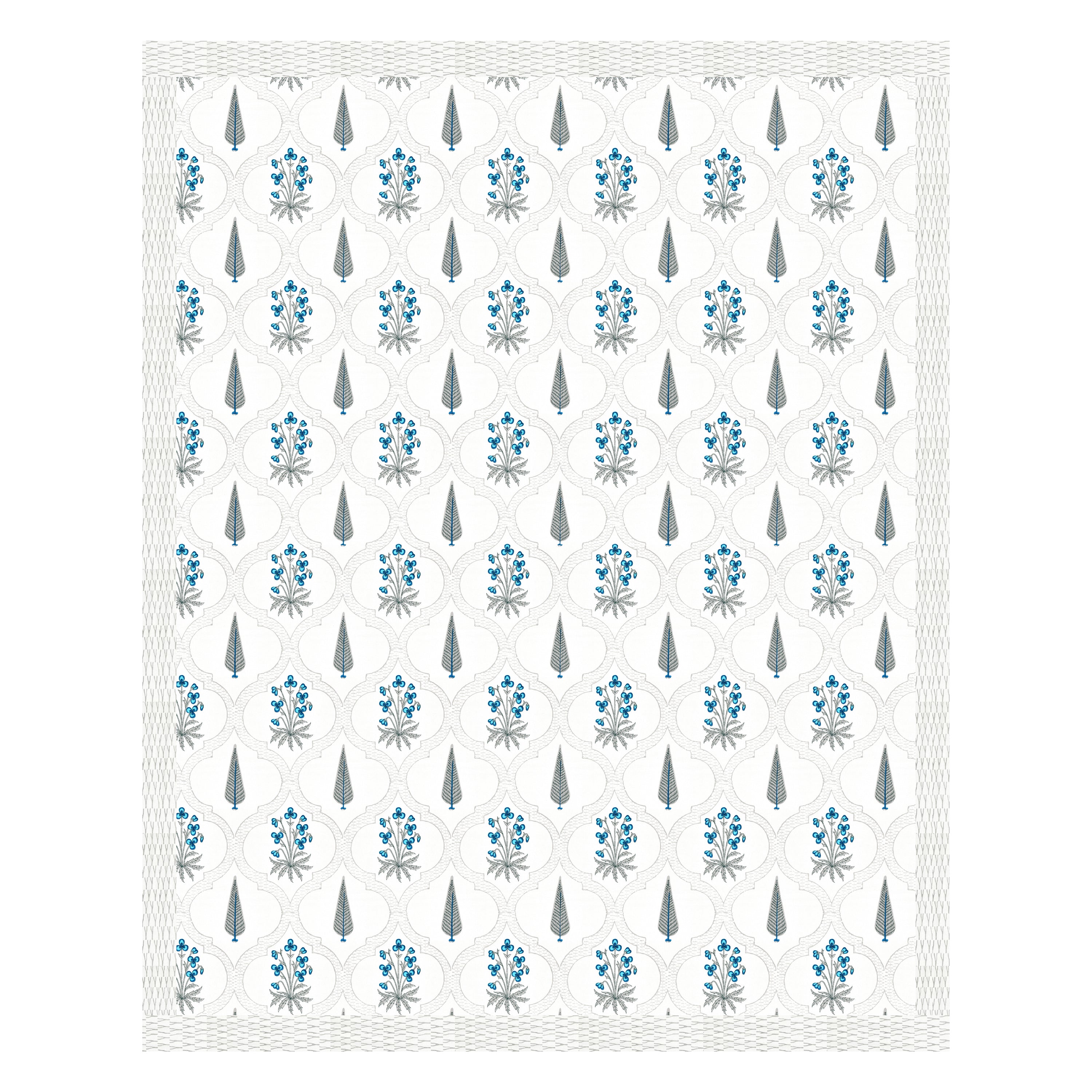 blue jharokha jaal Hand Block Printed Cotton King Bedsheet Set | 90x108 | 240 TC