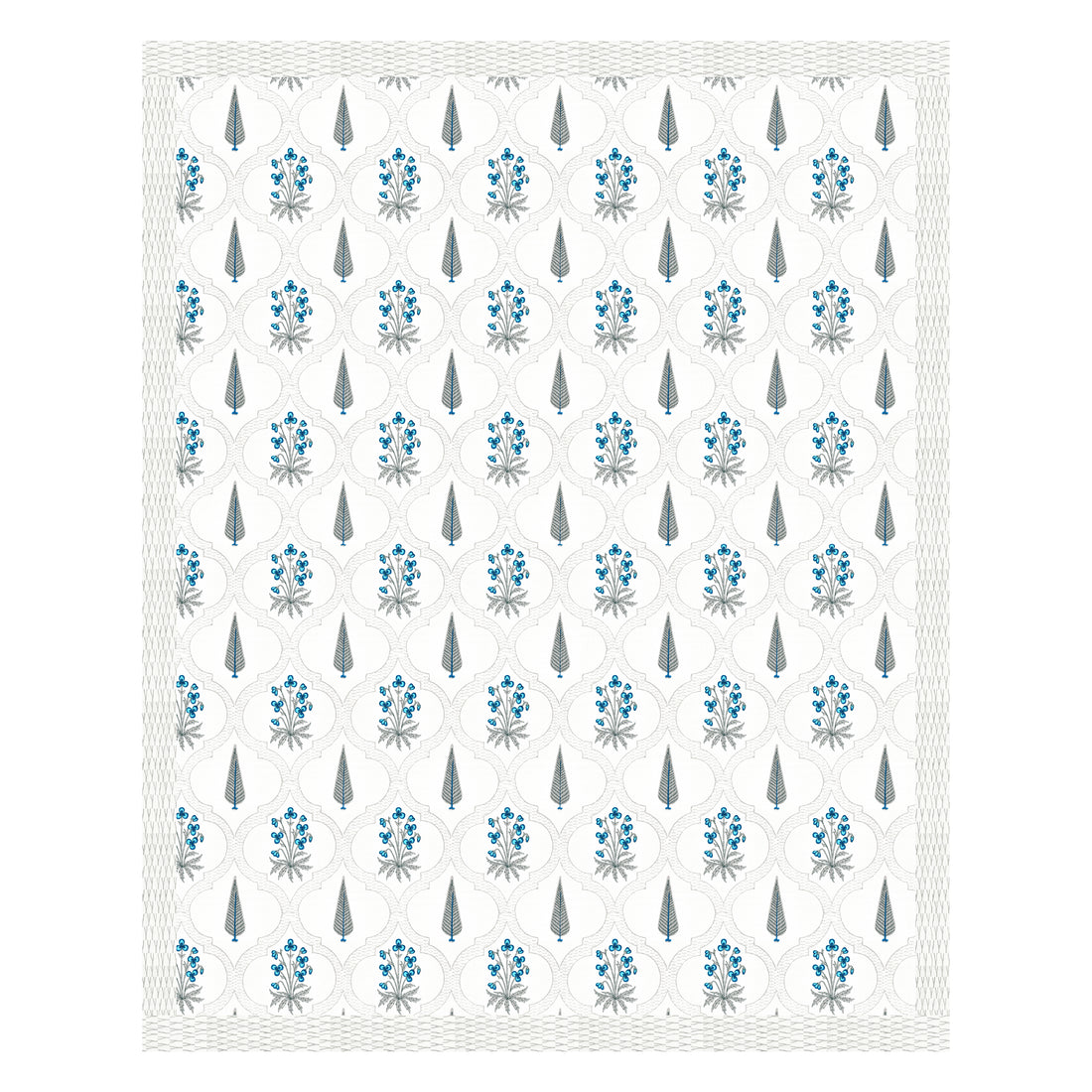 blue jharokha jaal Hand Block Printed Cotton King Bedsheet Set | 90x108 | 240 TC