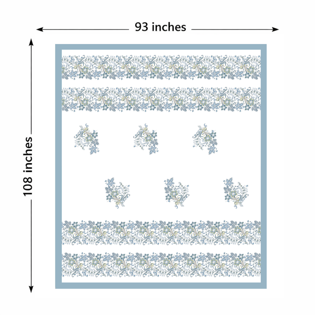 Blue Serenity Hand Block Printed Cotton King Bedsheet Set | 90x108 | 240 TC
