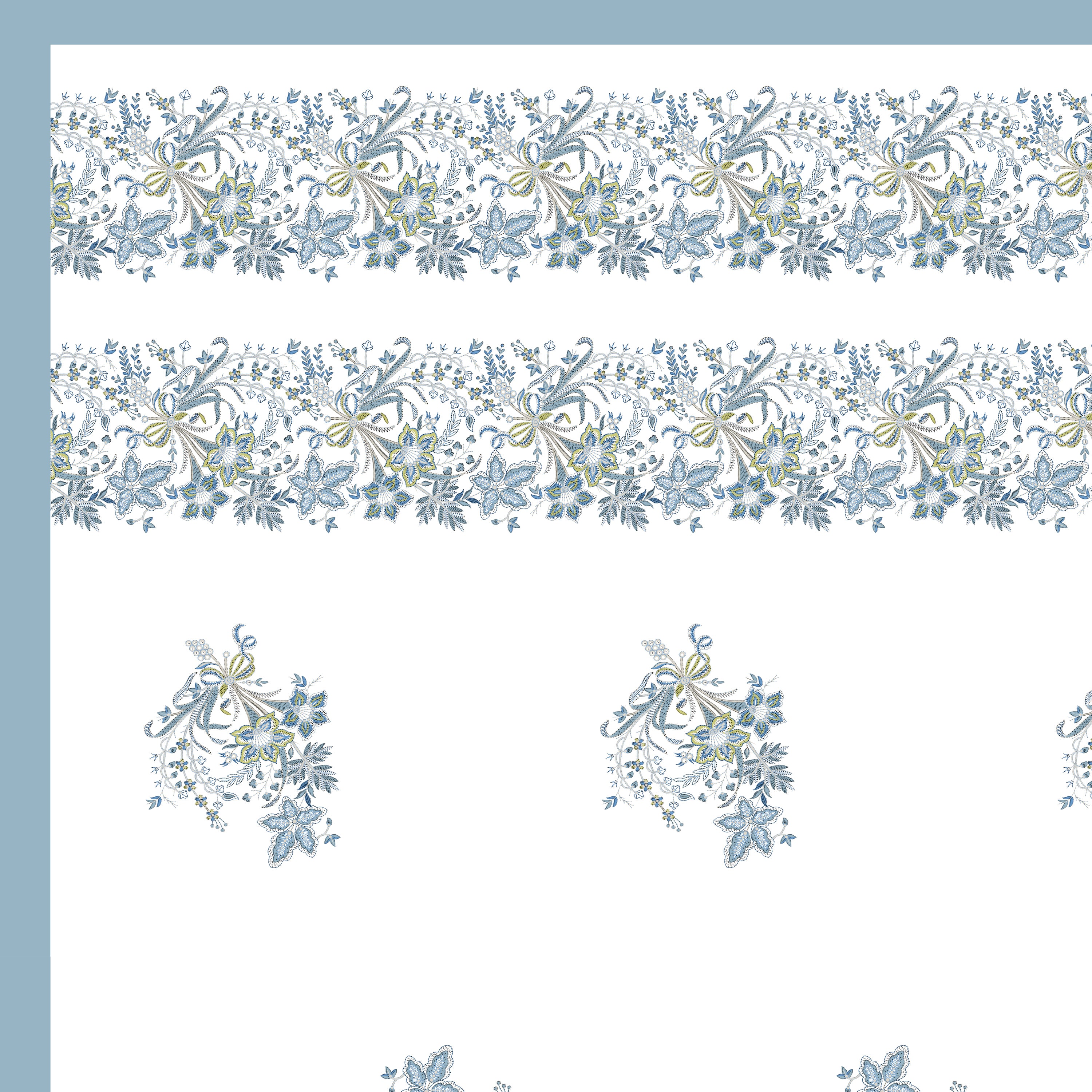 Blue Serenity Hand Block Printed Cotton King Bedsheet Set | 90x108 | 240 TC