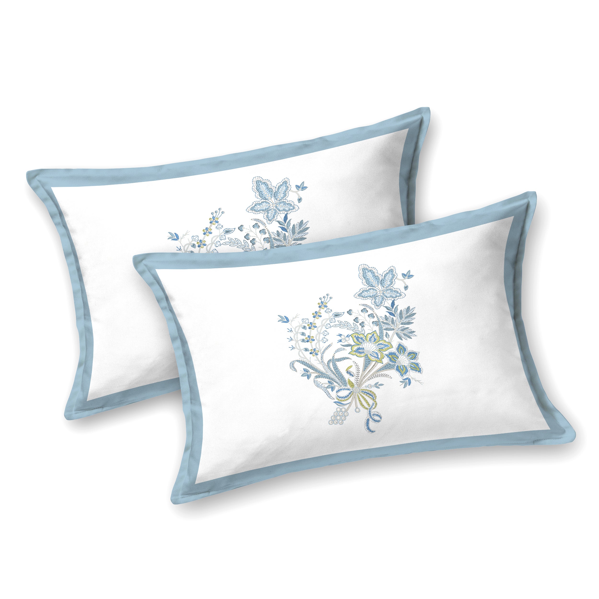 Blue Serenity Hand Block Printed Cotton King Bedsheet Set | 90x108 | 240 TC