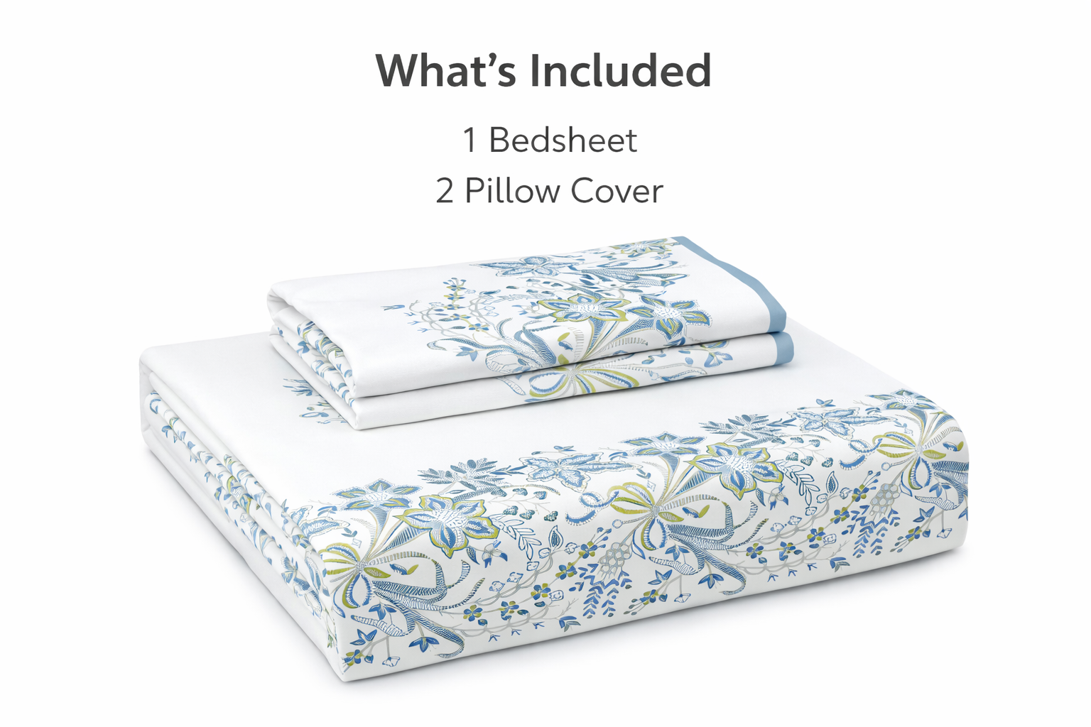 Blue Serenity Hand Block Printed Cotton King Bedsheet Set | 90x108 | 240 TC