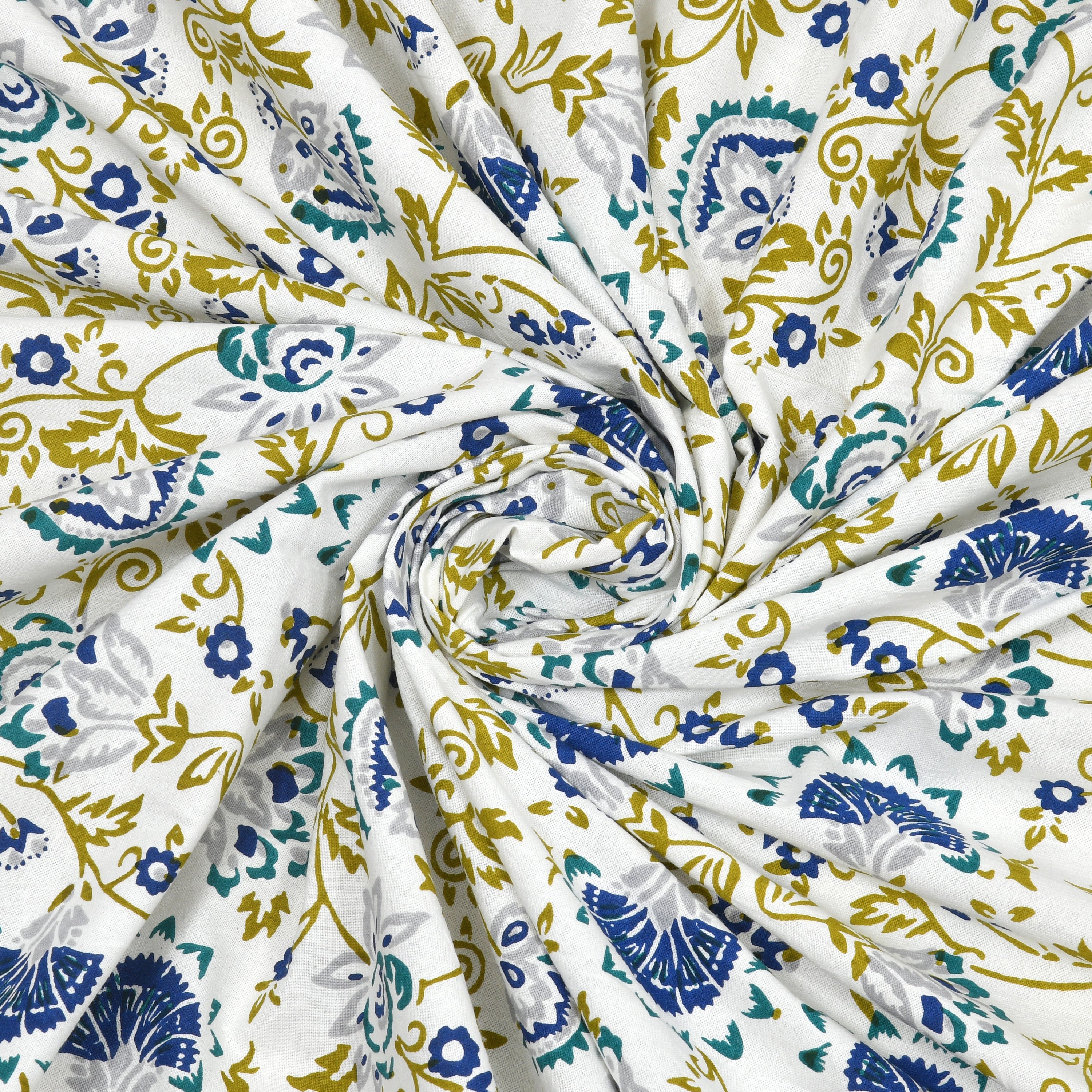 Blue Shalimar Jaal Hand Block Printed Cotton Table Cover I 6 Seater