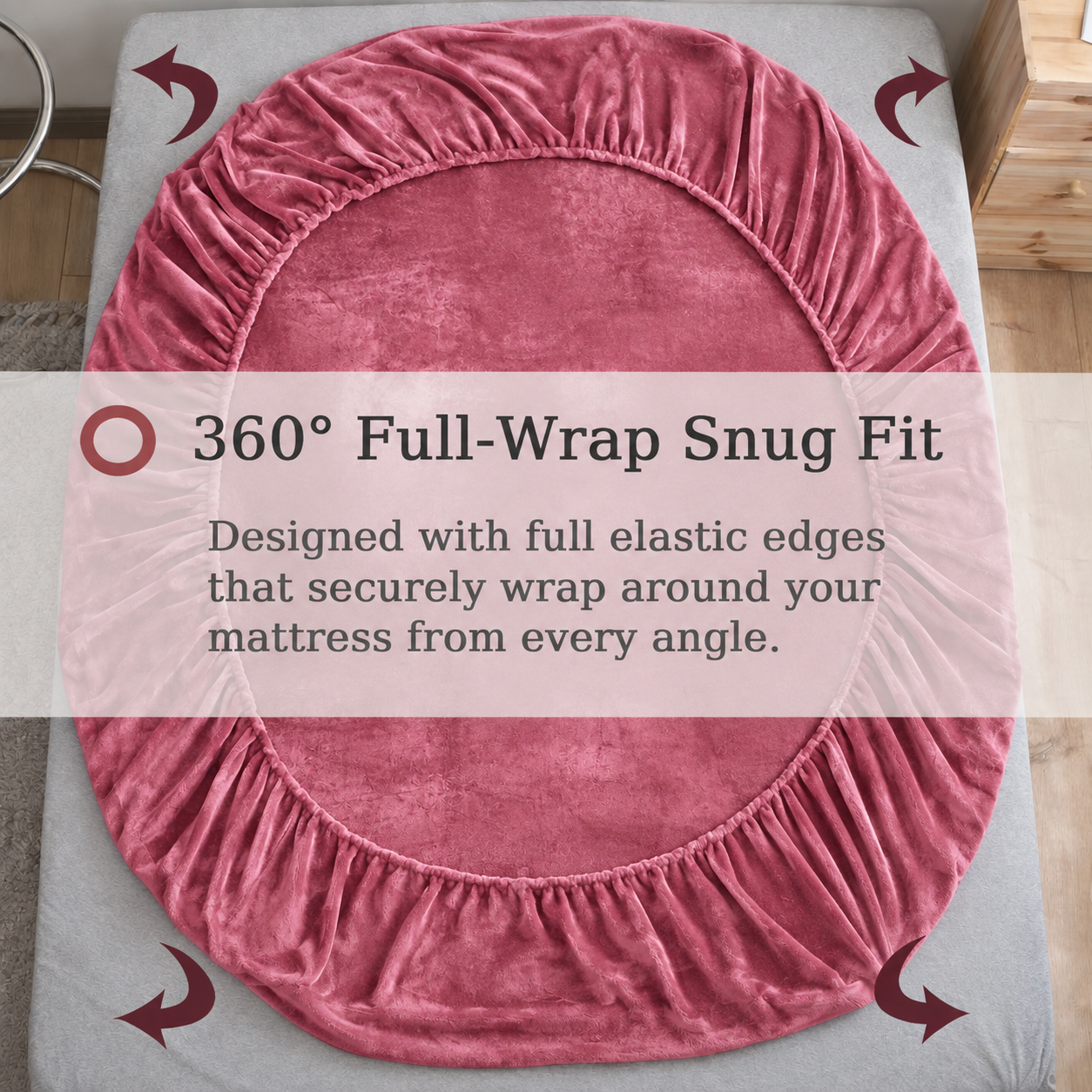 Blush Warmth Flannel Elastic Fitted King Bedsheet (78×72×8 Inch) with 2 Pillow Covers (18×28 Inch) | Soft & Cozy Winter Bedding