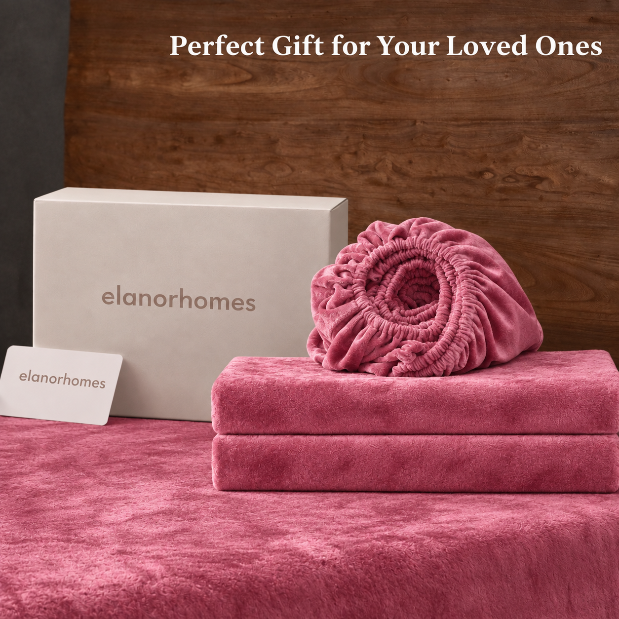 Blush Warmth Flannel Elastic Fitted King Bedsheet (78×72×8 Inch) with 2 Pillow Covers (18×28 Inch) | Soft & Cozy Winter Bedding