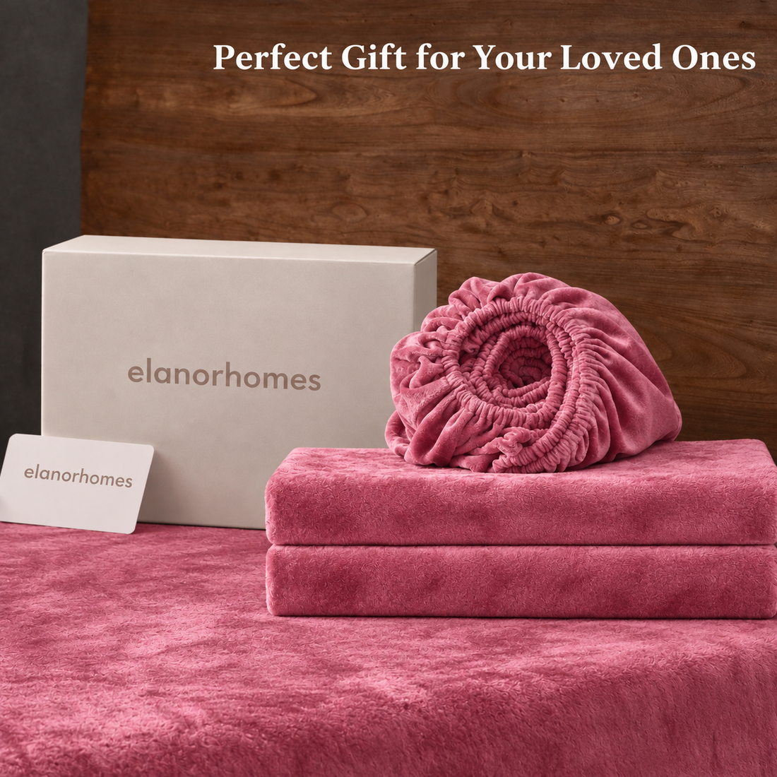 Blush Warmth Flannel Elastic Fitted King Bedsheet (78×72×8 Inch) with 2 Pillow Covers (18×28 Inch) | Soft & Cozy Winter Bedding