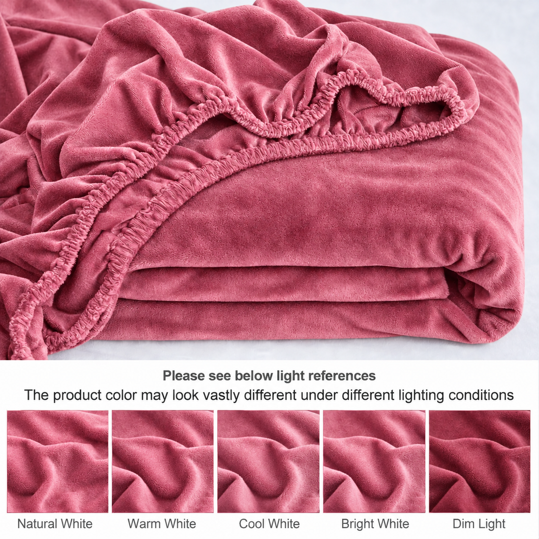 Blush Warmth Flannel Elastic Fitted King Bedsheet (78×72×8 Inch) with 2 Pillow Covers (18×28 Inch) | Soft & Cozy Winter Bedding