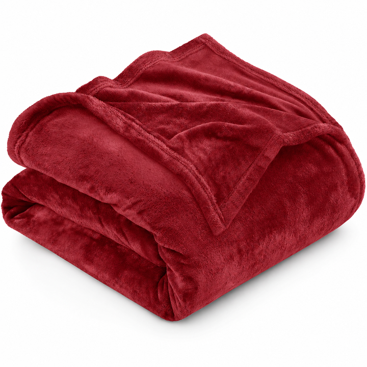 Crimson Embrace Flannel Solid Double Blanket, 220 Gsm, Warm Embrace
