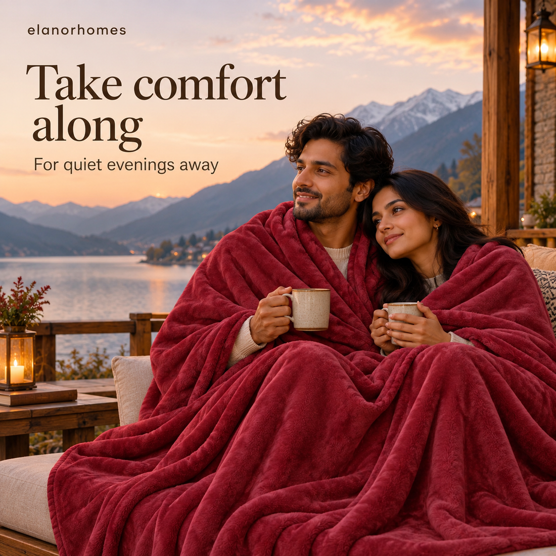 Crimson Embrace Flannel Solid Double Blanket, 220 Gsm, Warm Embrace
