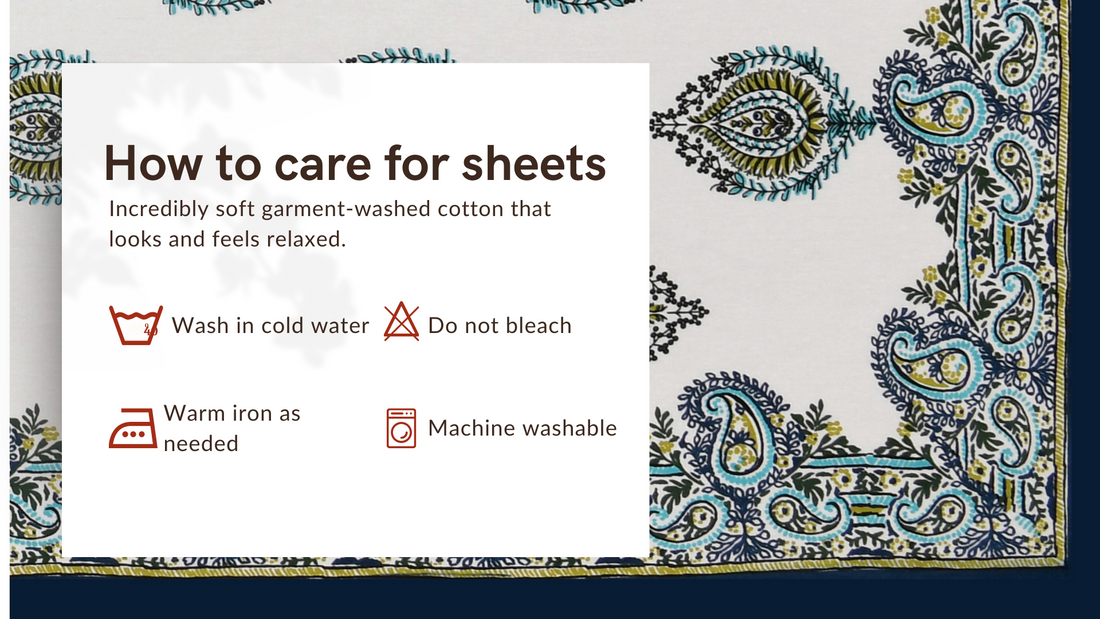 Syahi Paisley Hand Block Printed Cotton King Bedsheet Set | 90×108 | 240 TC