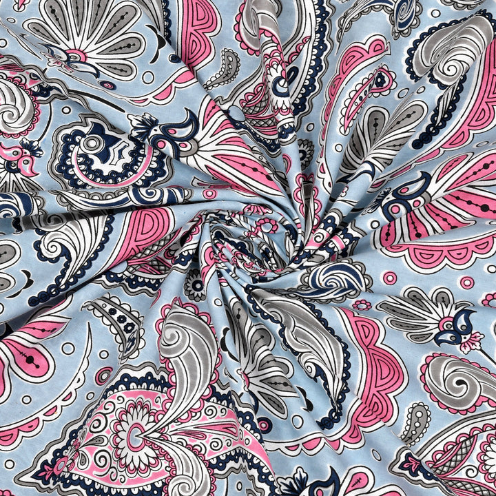 Blue Floral Motifs Hand Block Printed Cotton King Bedsheet Set | 90×108 | 240 TC