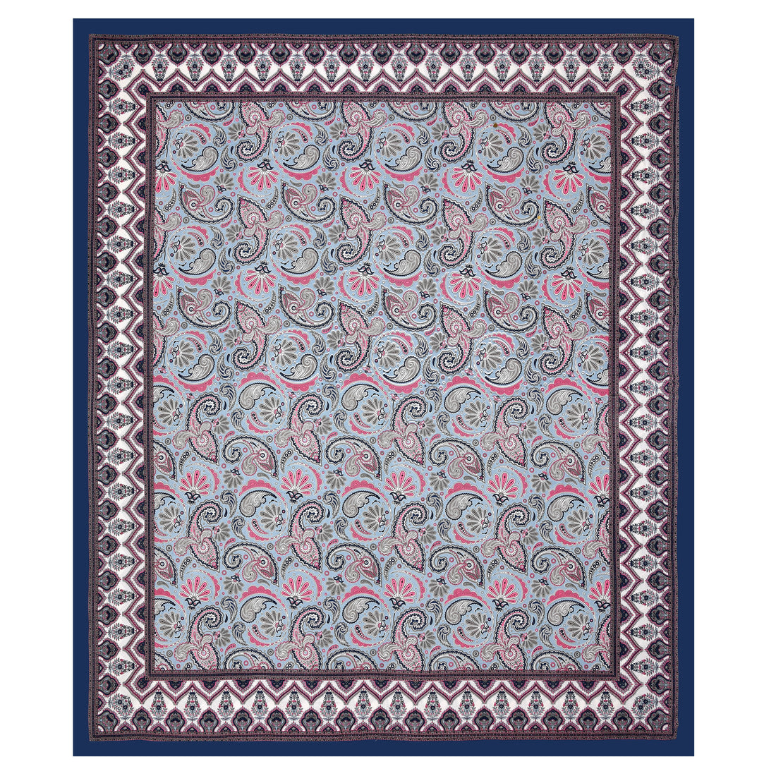 Blue Floral Motifs Hand Block Printed Cotton King Bedsheet Set | 90×108 | 240 TC