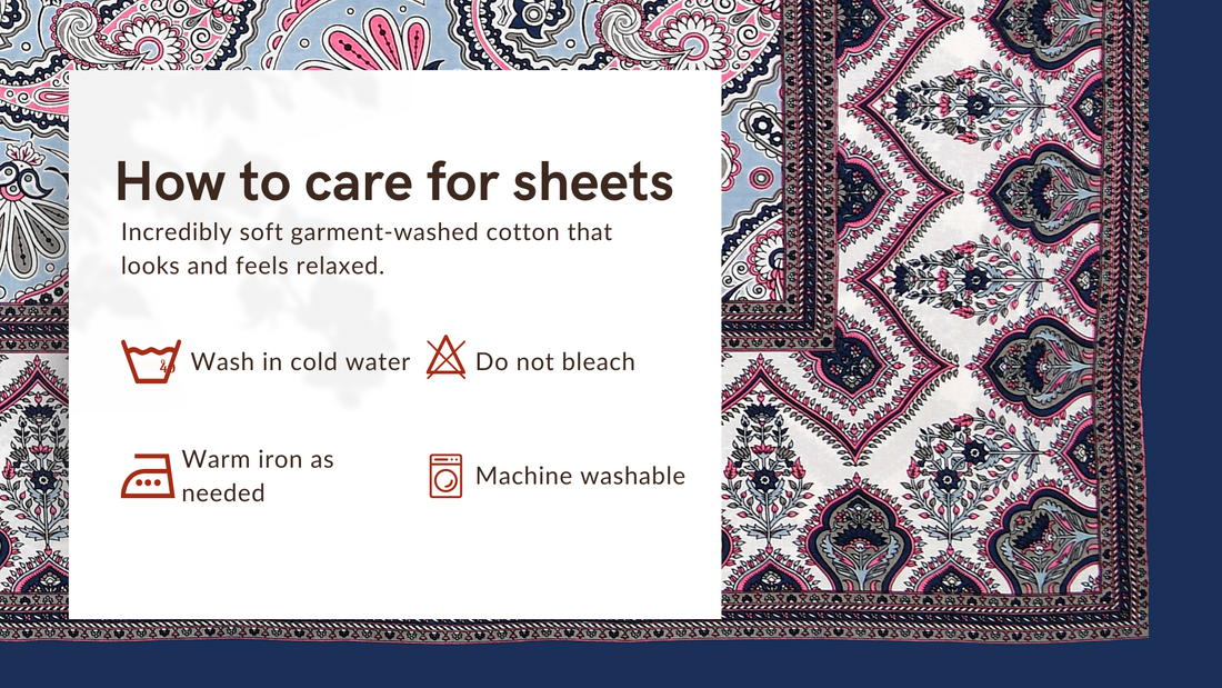 Blue Floral Motifs Hand Block Printed Cotton King Bedsheet Set | 90×108 | 240 TC