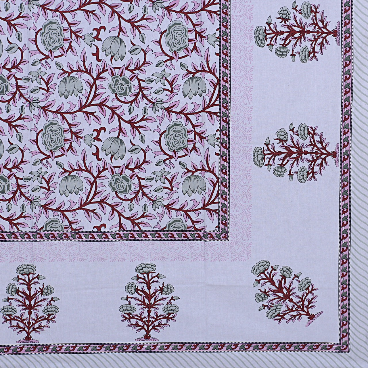 chamellia Hand Block Printed Cotton Single Bedsheet | 60x90 inches
