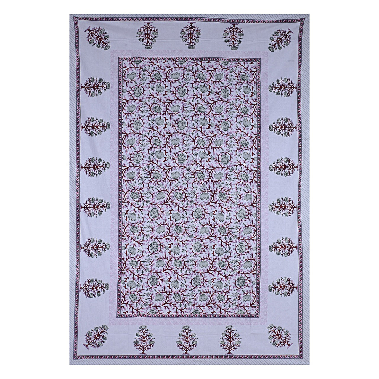 chamellia Hand Block Printed Cotton Single Bedsheet | 60x90 inches