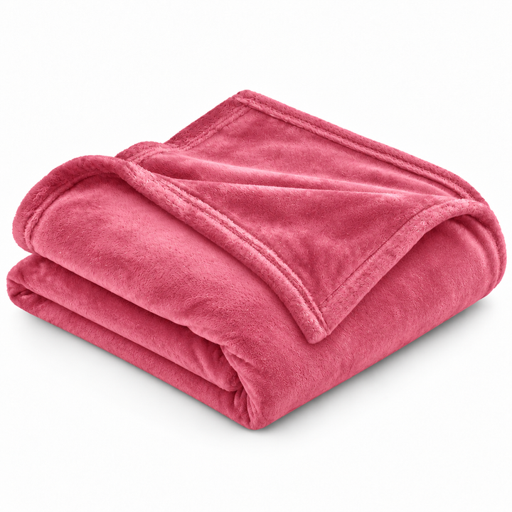 Blush Warm Embrace Flannel Solid Single Blanket, 220 Gsm, Warm Embrace