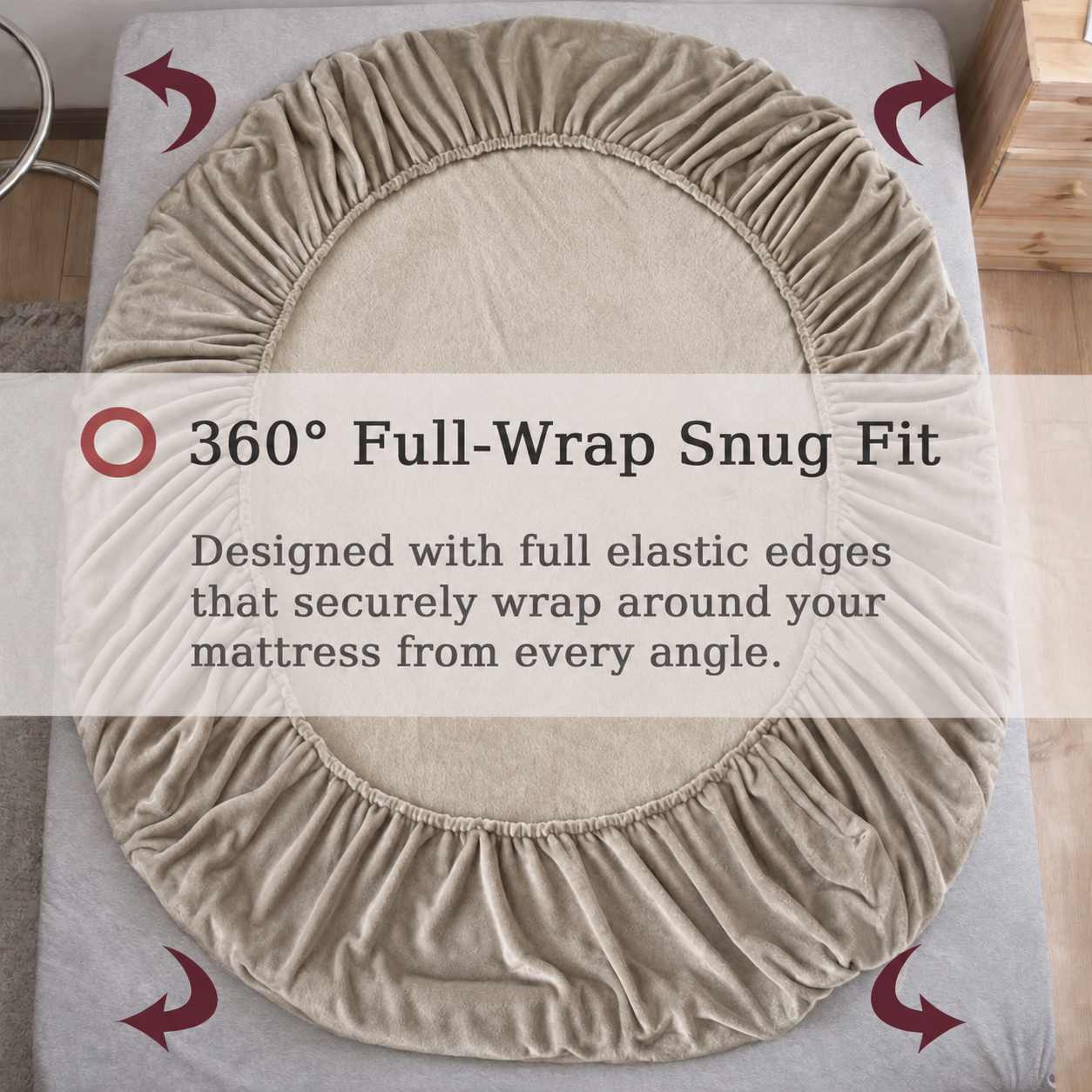 Dessert Warmth Flannel Elastic Fitted King Bedsheet (78×72×8 Inch) with 2 Pillow Covers (18×28 Inch) | Soft & Cozy Winter Bedding