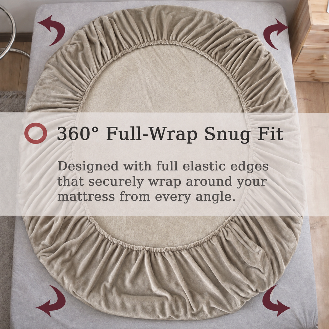 Dessert Warmth Flannel Elastic Fitted King Bedsheet (78×72×8 Inch) with 2 Pillow Covers (18×28 Inch) | Soft & Cozy Winter Bedding