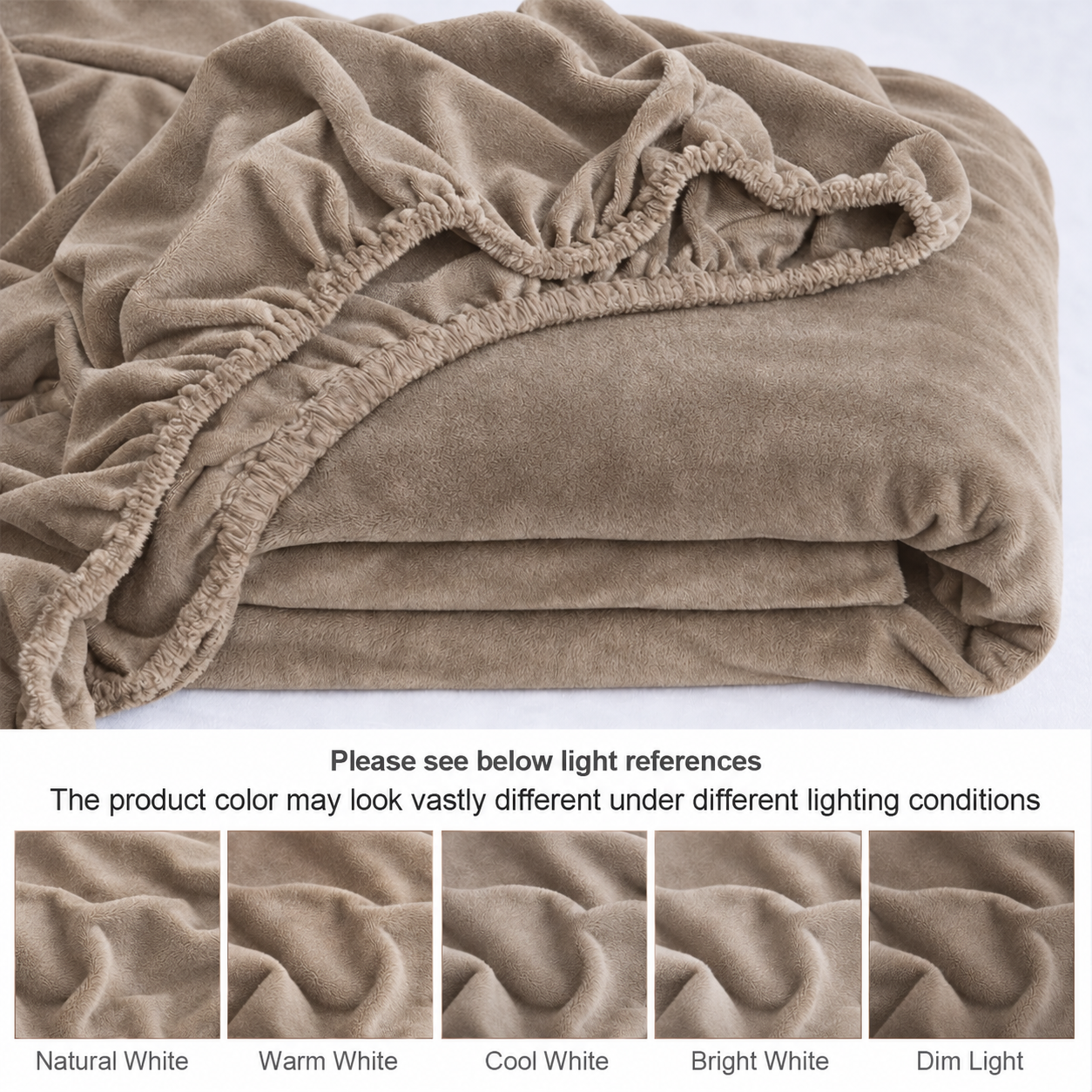 Dessert Warmth Flannel Elastic Fitted King Bedsheet (78×72×8 Inch) with 2 Pillow Covers (18×28 Inch) | Soft & Cozy Winter Bedding