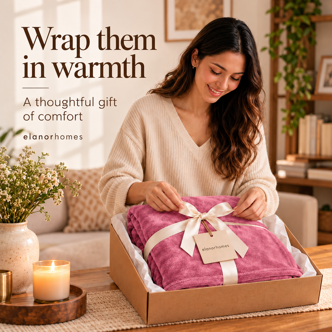 Blush Warm Embrace Flannel Solid Double Blanket, 220 Gsm, Warm Embrace