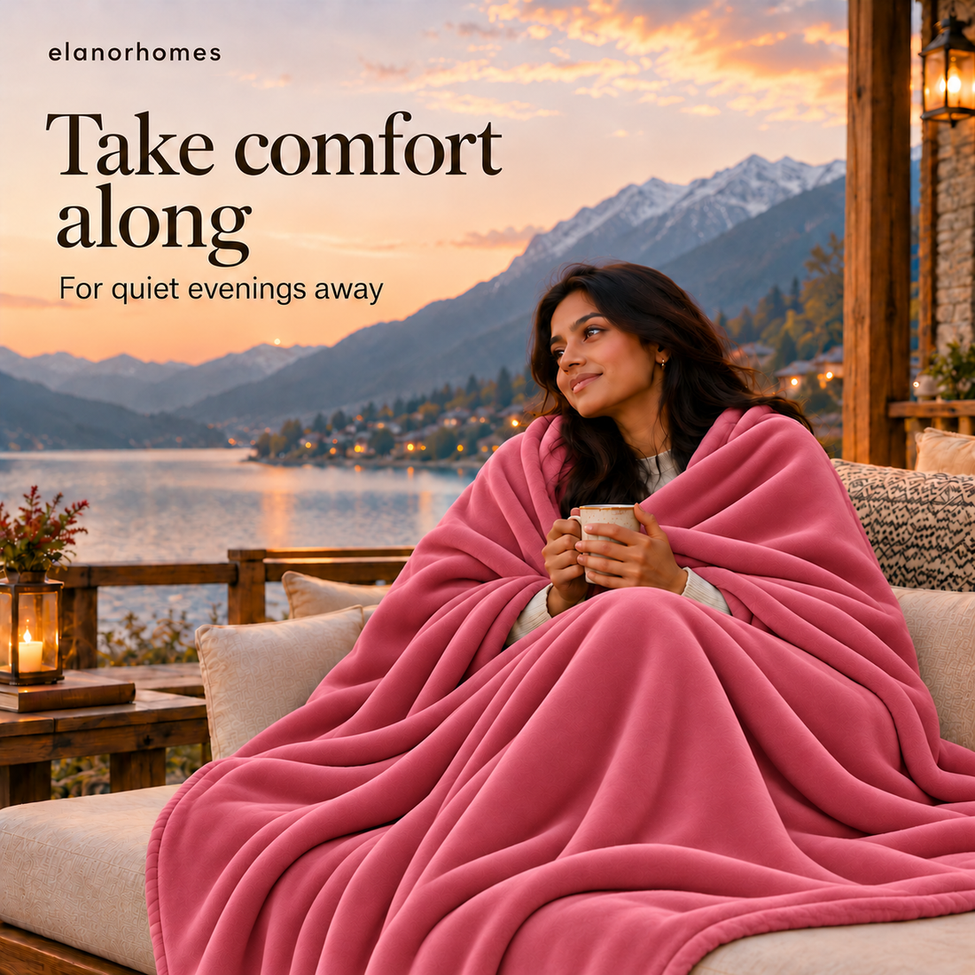 Blush Warm Embrace Flannel Solid Single Blanket, 220 Gsm, Warm Embrace