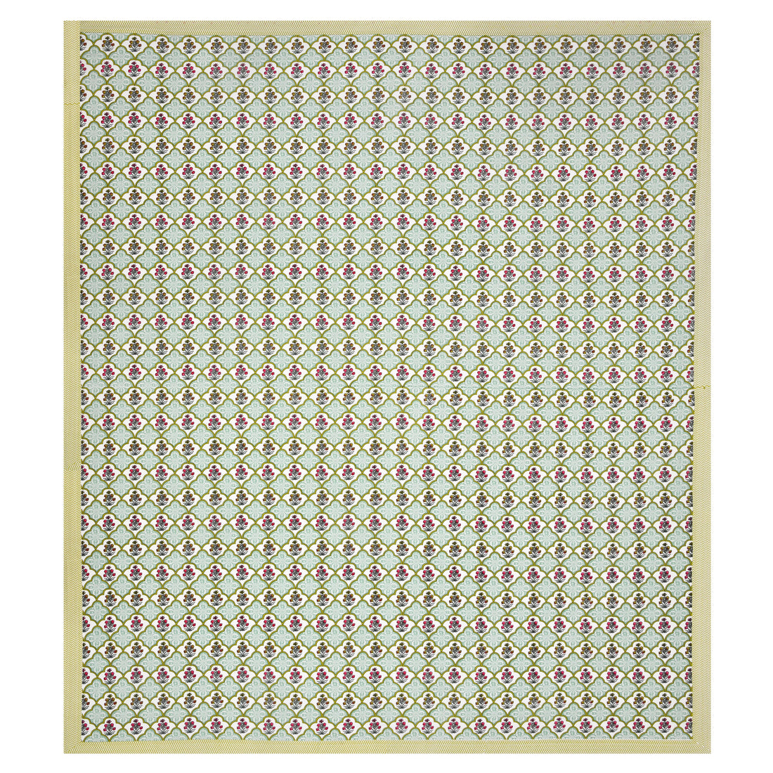 Green Blossom Hand Block Printed Cotton King Bedsheet Set | 90×108 | 240 TC