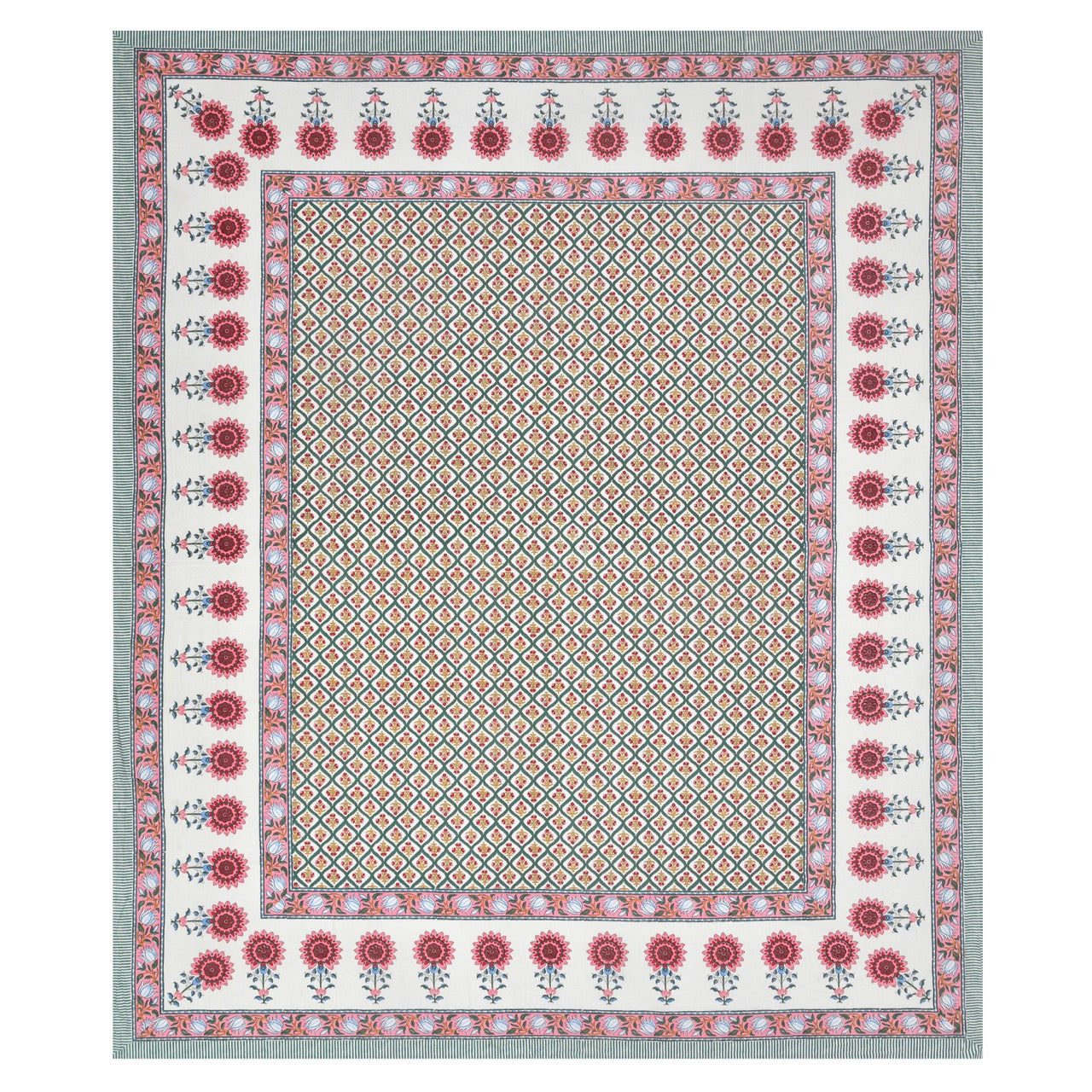 Amber Motif Hand Block Printed Cotton King Bedsheet Set | 90×108 | 240 TC