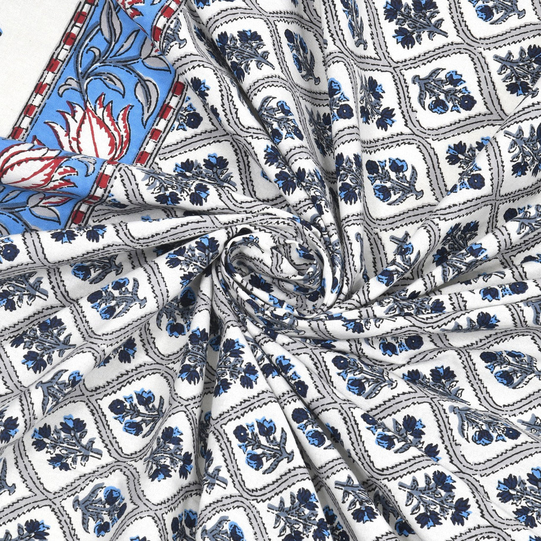 Midnight Motif Hand Block Printed Cotton King Bedsheet Set | 90×108 | 240 TC