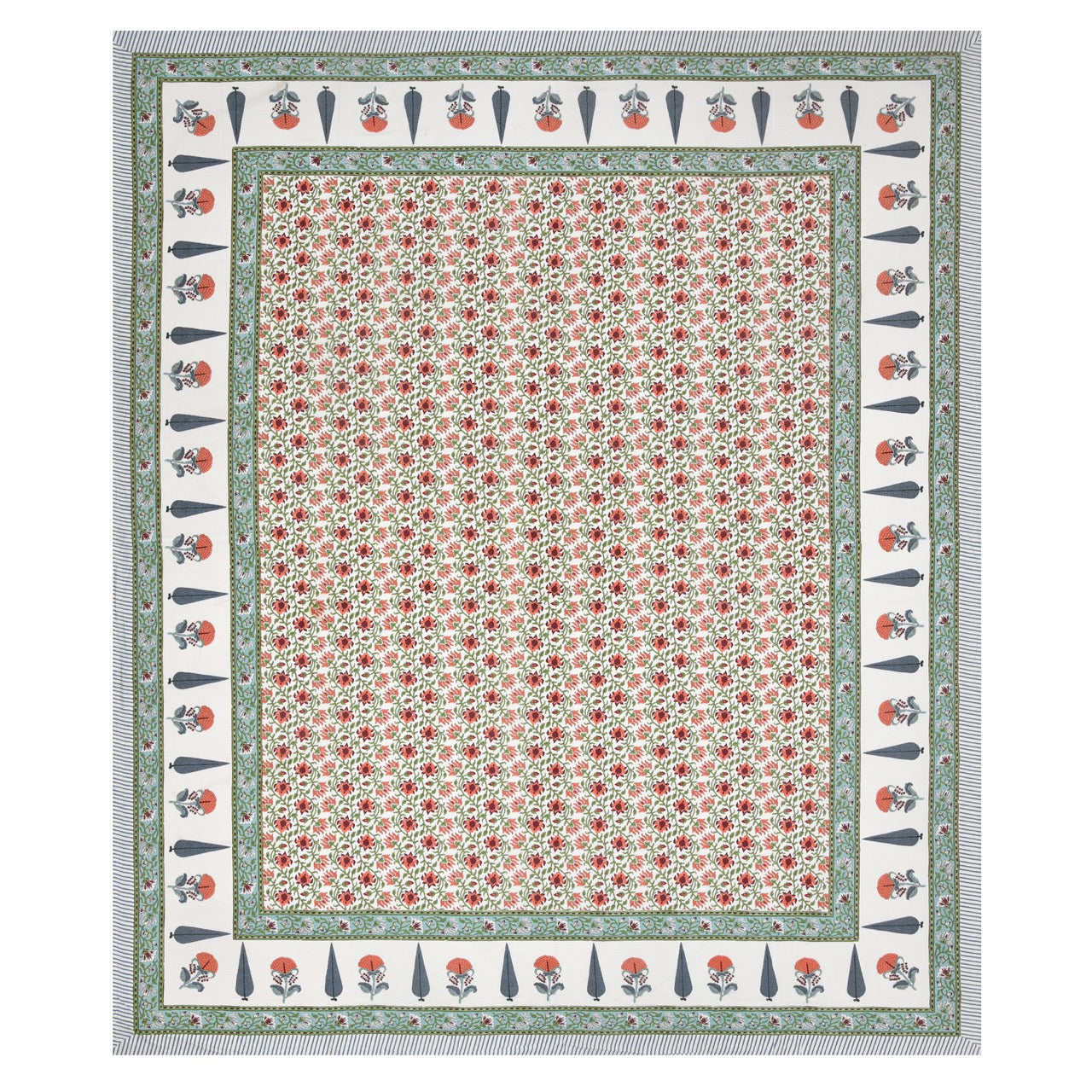 Blush Fern Hand Block Printed Cotton King Bedsheet Set | 90×108 | 240 TC