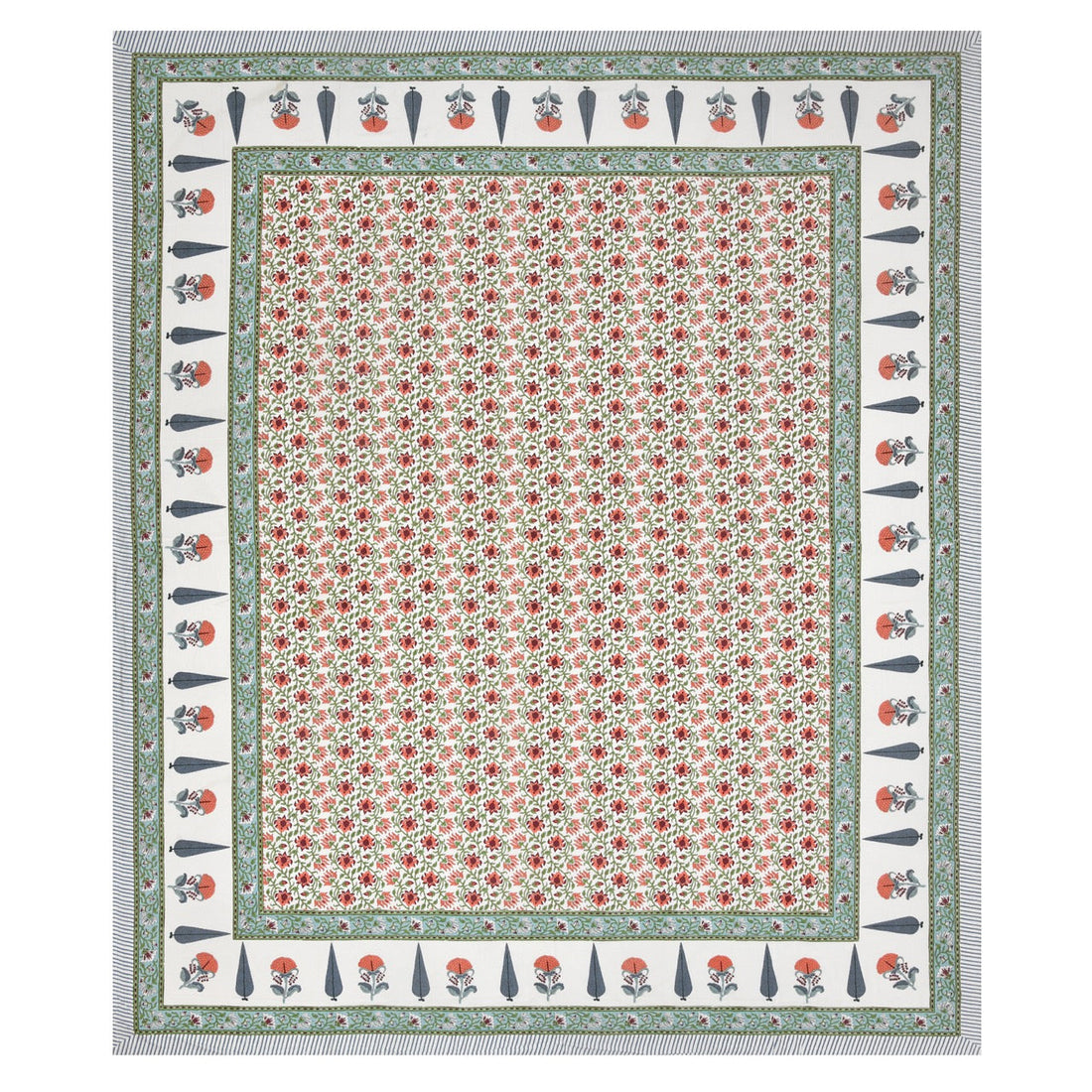 Blush Fern Hand Block Printed Cotton King Bedsheet Set | 90×108 | 240 TC