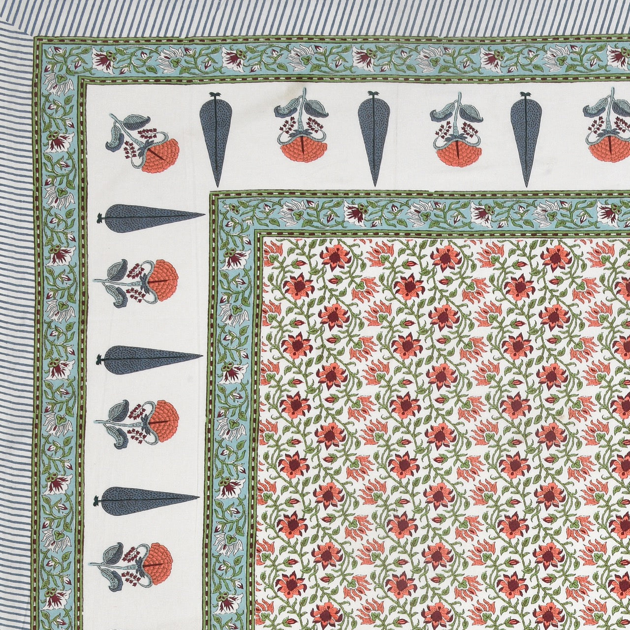 Blush Fern Hand Block Printed Cotton King Bedsheet Set | 90×108 | 240 TC