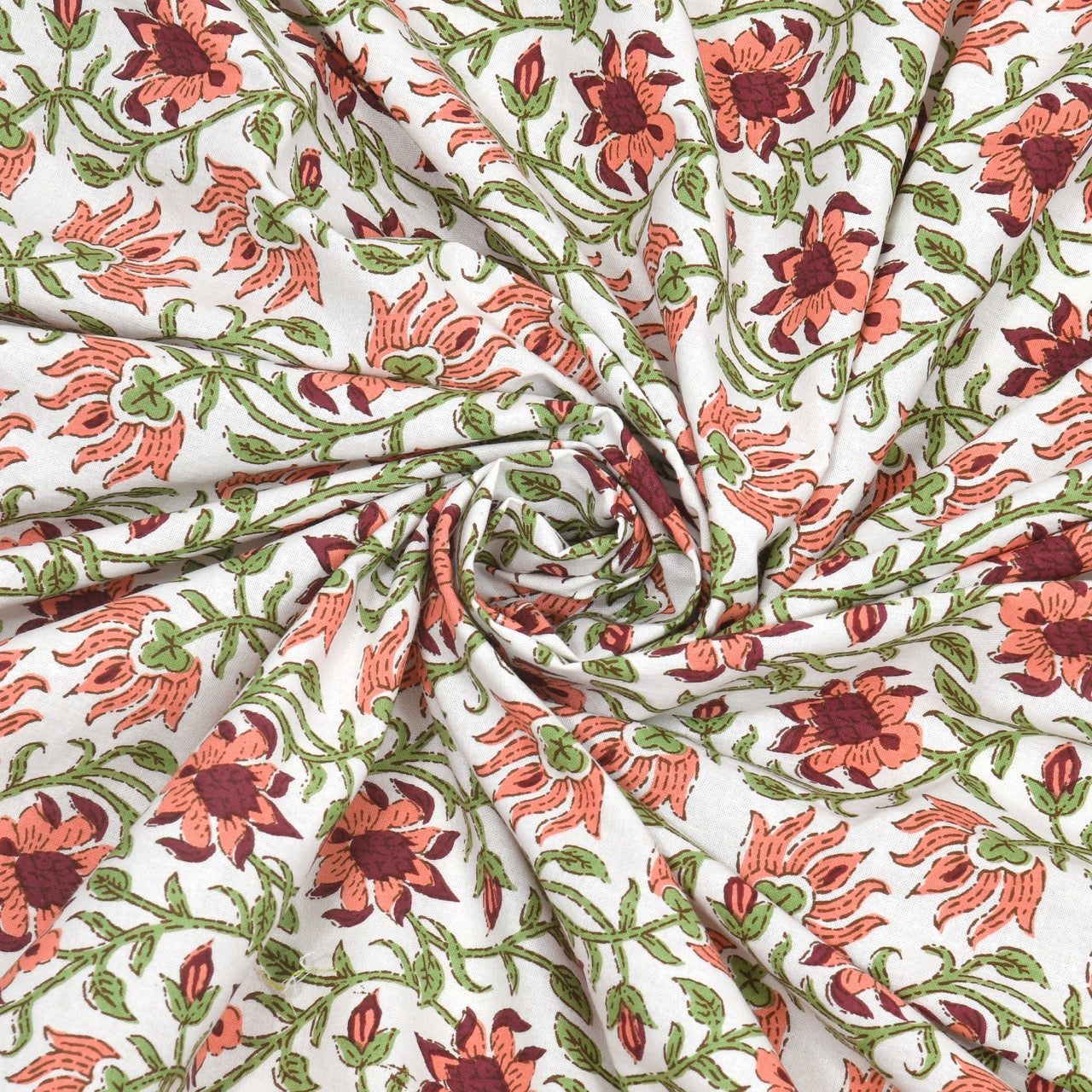 Blush Fern Hand Block Printed Cotton King Bedsheet Set | 90×108 | 240 TC