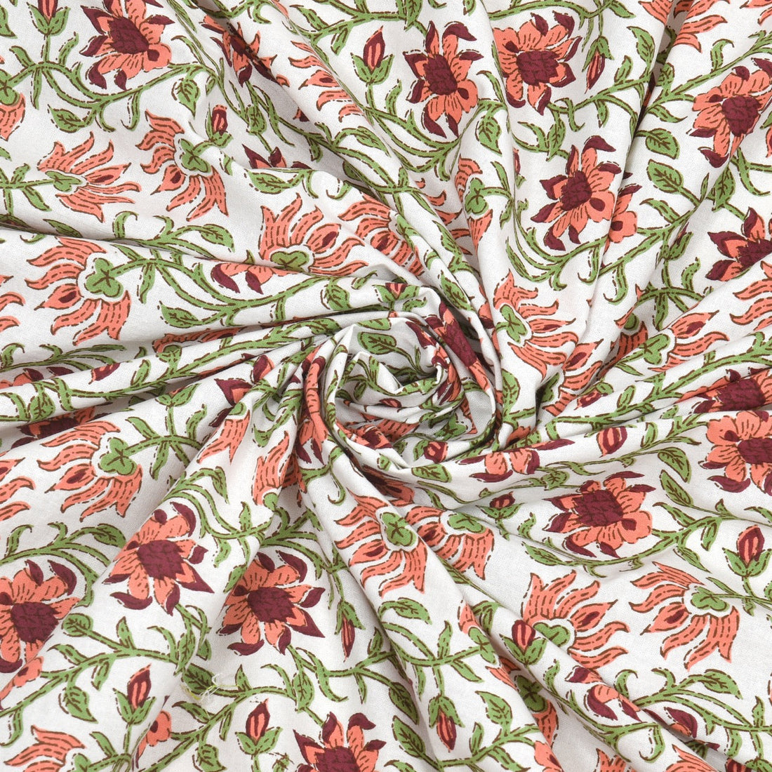 Blush Fern Hand Block Printed Cotton King Bedsheet Set | 90×108 | 240 TC